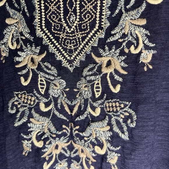 J Jill Womens Navy Blue Embroidered Pullover Shirt Petite Sz XL - Picture 4 of 11